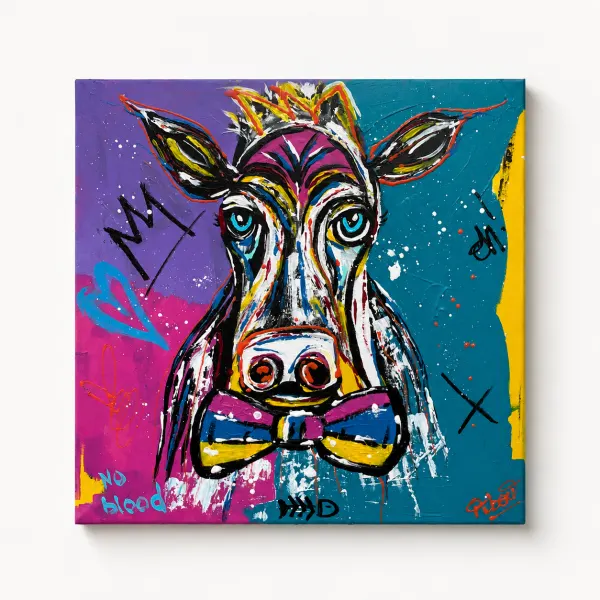 Tableau Queen Cow - Tableau vache pop art 50 x 50 cm par Tibert