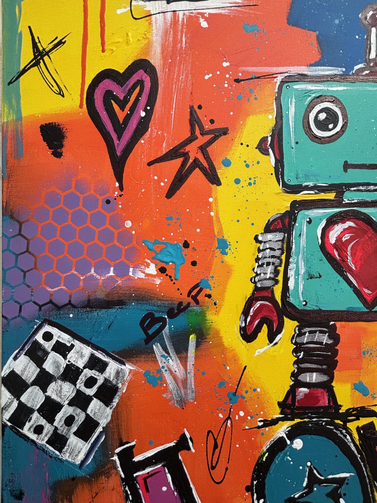 Détail du tableau Robot Love Acrylique unique 80 x 80 cm