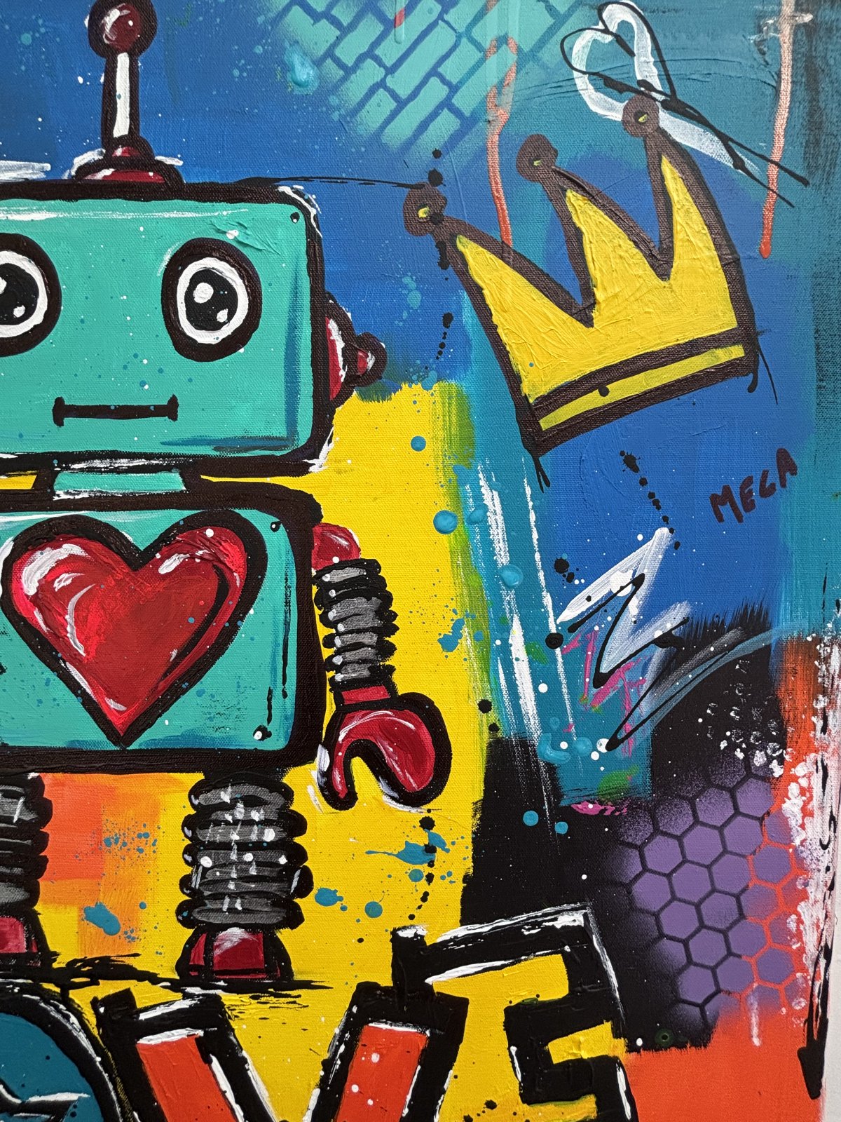 Détail du tableau Robot Love Acrylique unique 80 x 80 cm