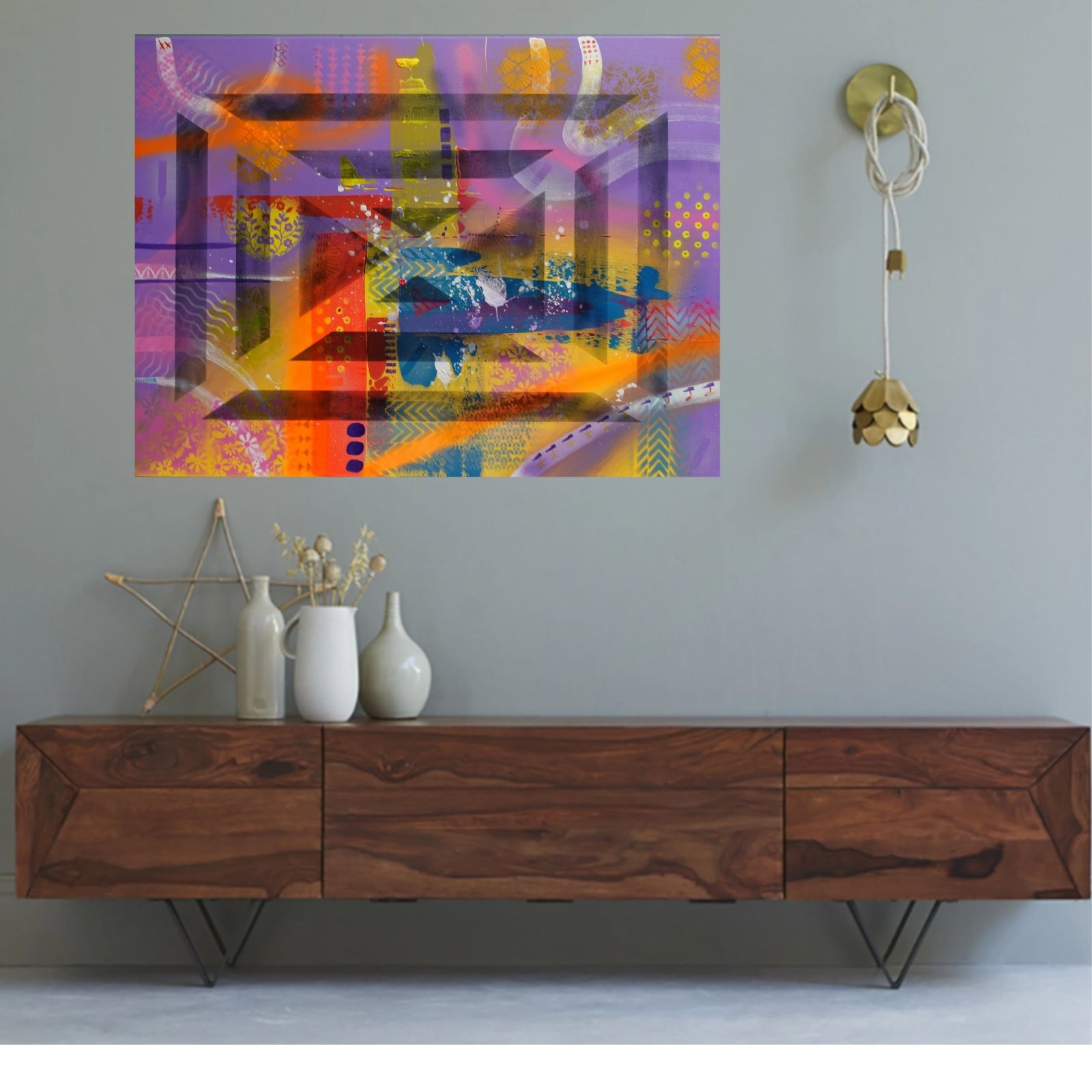 Détail du tableau Large Original Acrylic Painting, XL Handmade Canvas, Colorful Contemporary Wall Art – Autom