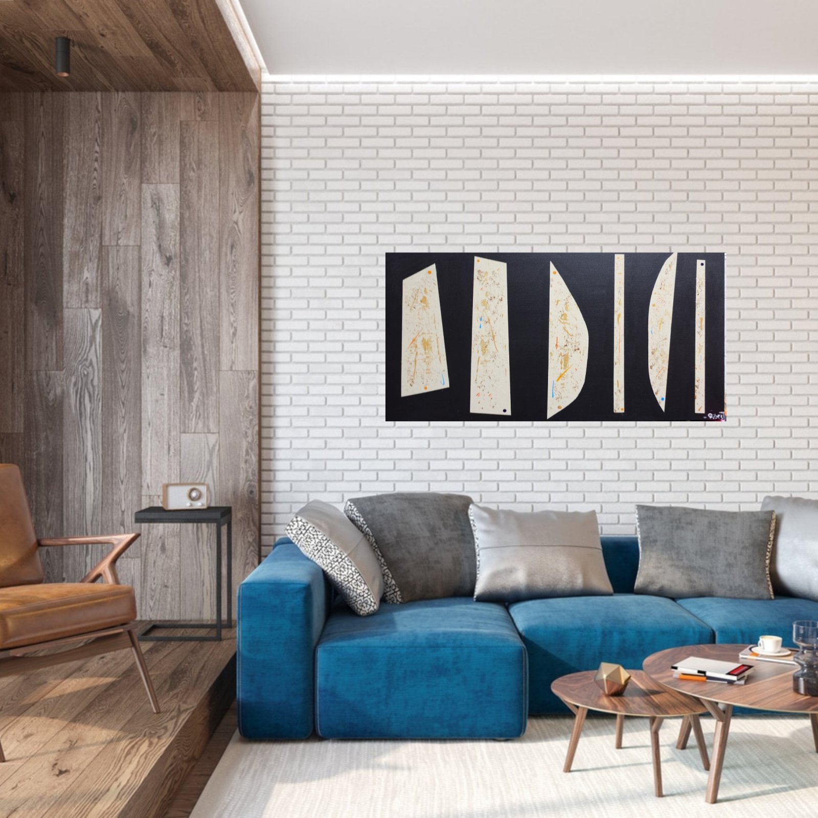 Tableau Original Abstract Painting 80x40 cm, Handmade Acrylic Canvas, Colorful Modern Wall Art – Anacronos par Tibert
