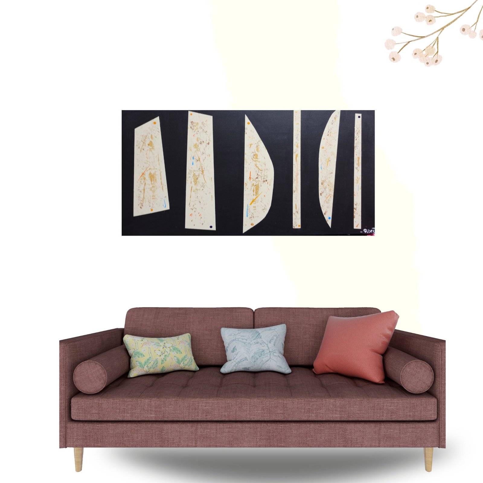 Détail du tableau Original Abstract Painting 80x40 cm, Handmade Acrylic Canvas, Colorful Modern Wall Art – Anacronos