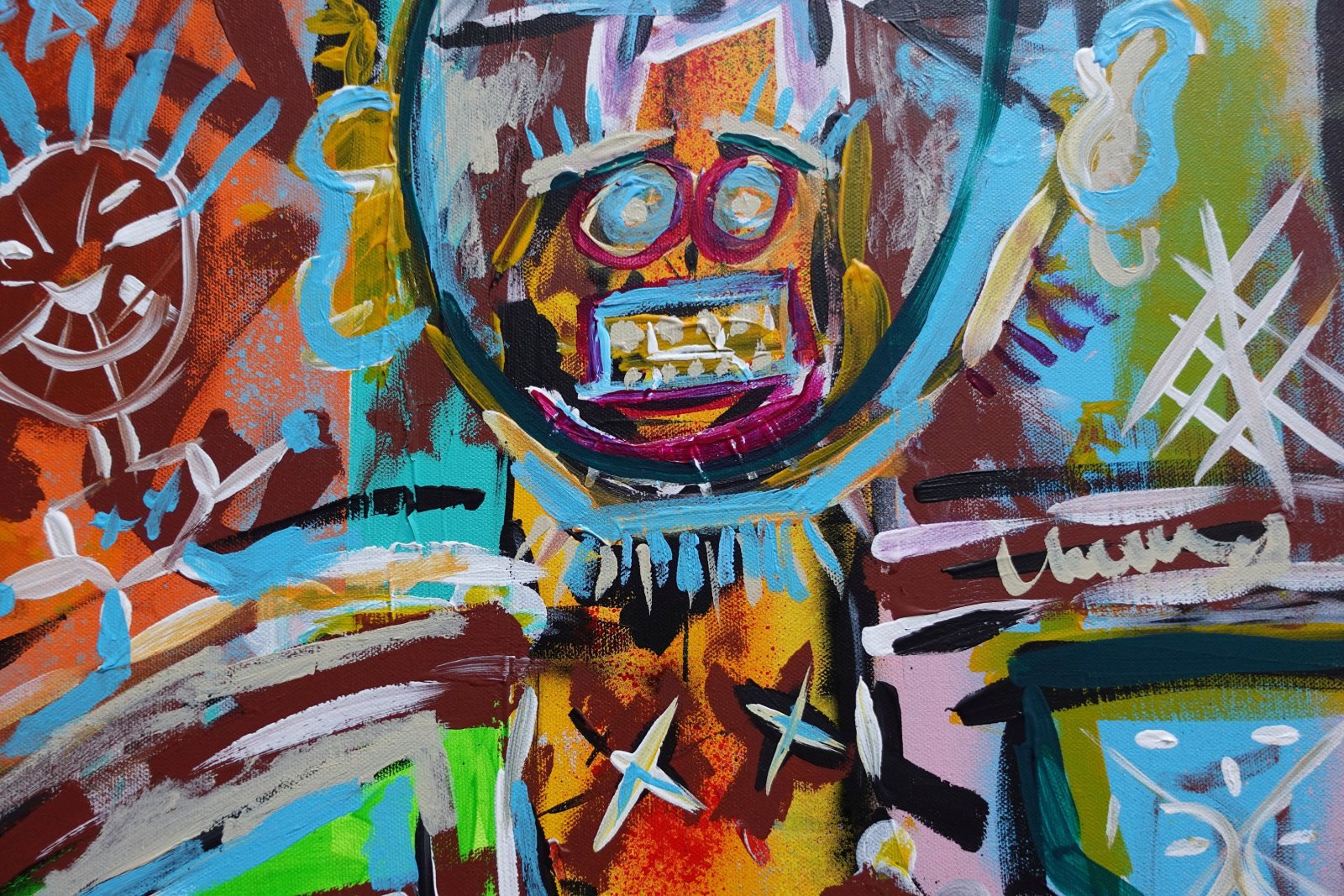 Détail du tableau Original Abstract Painting 80x80 cm, Colorful Acrylic Canvas, Signed Contemporary Artwork – Zoridial