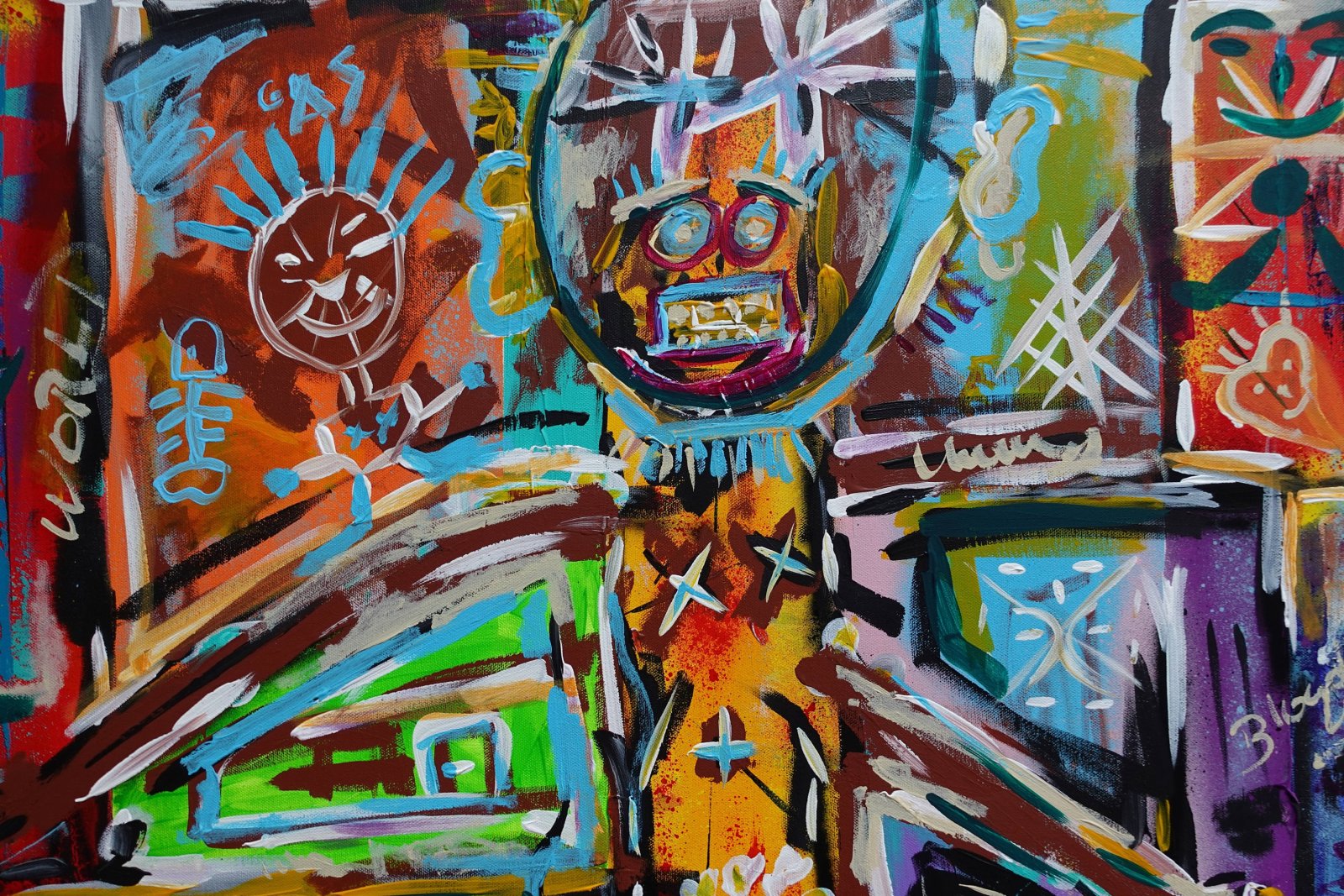 Détail du tableau Original Abstract Painting 80x80 cm, Colorful Acrylic Canvas, Signed Contemporary Artwork – Zoridial