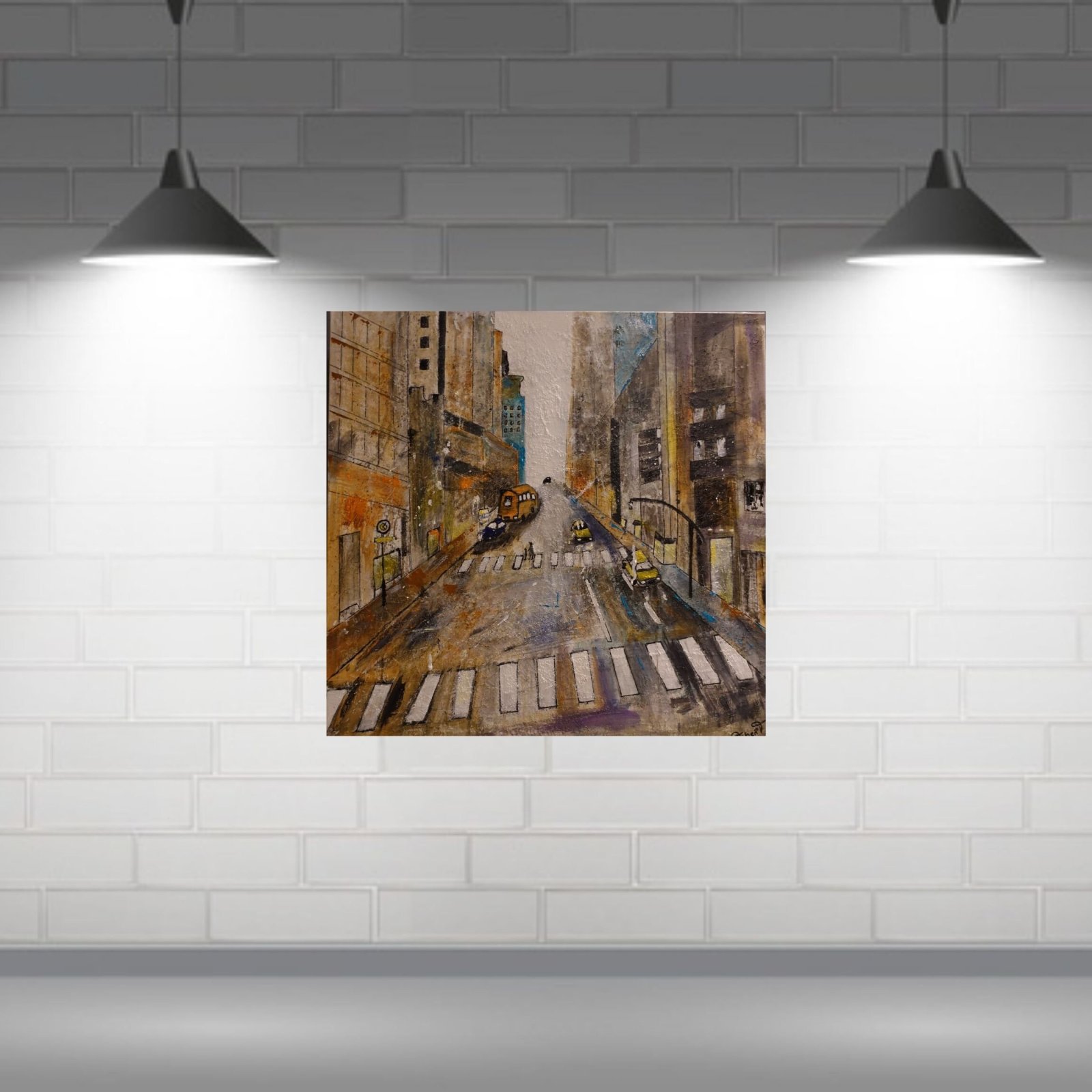 Détail du tableau Original Abstract Painting 80x80 cm, Colorful Acrylic Canvas, Signed Modern Wall Art – Yorkadis