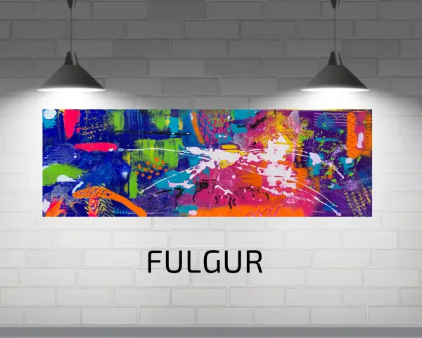 Tableau Original Acrylic Painting, Handmade Abstract Canvas, Colorful Modern Wall Art – Fulgur par Tibert