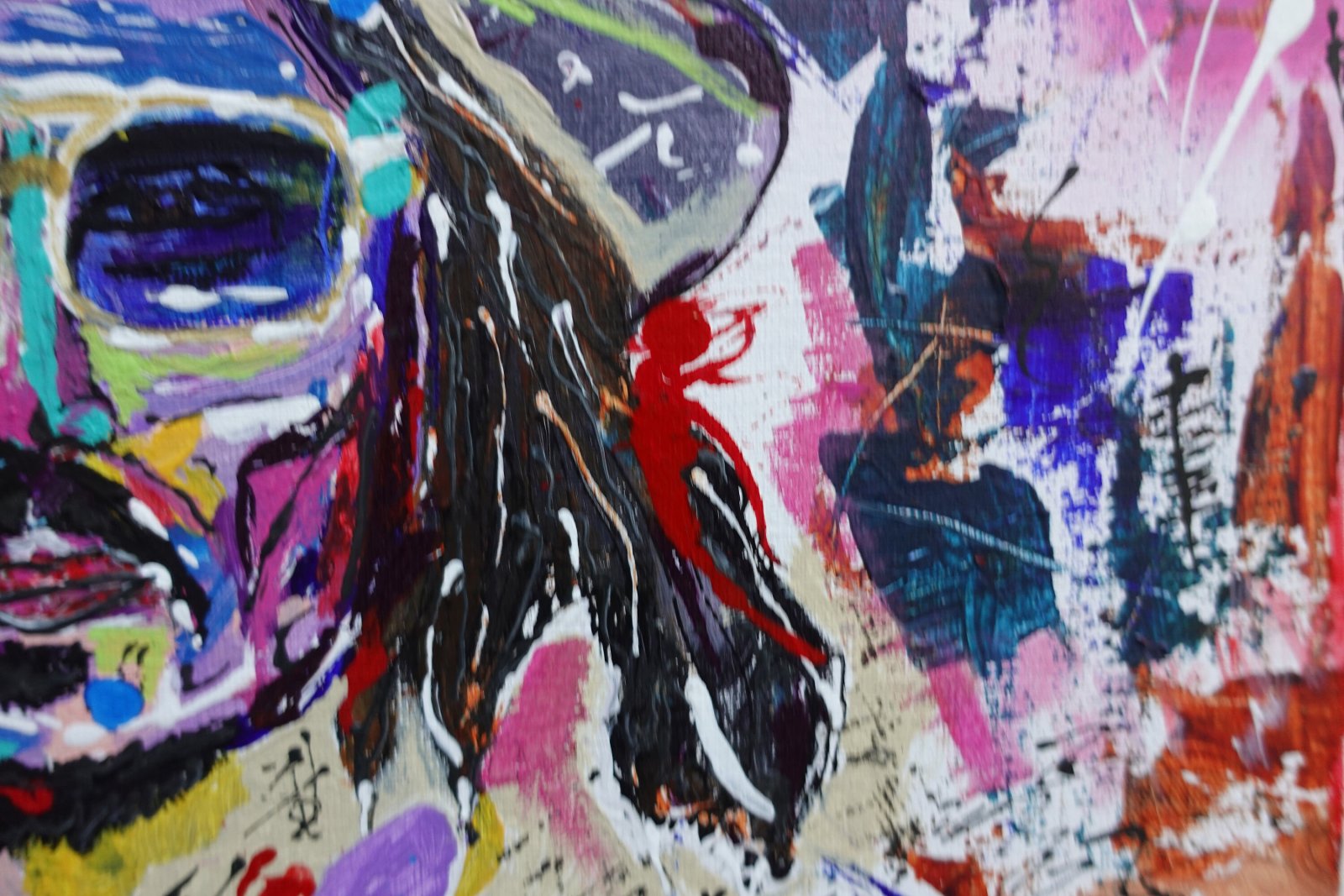Détail du tableau Original Abstract Painting 50x50 cm, Handmade Linen Canvas, Signed Colorful Wall Art – Jode