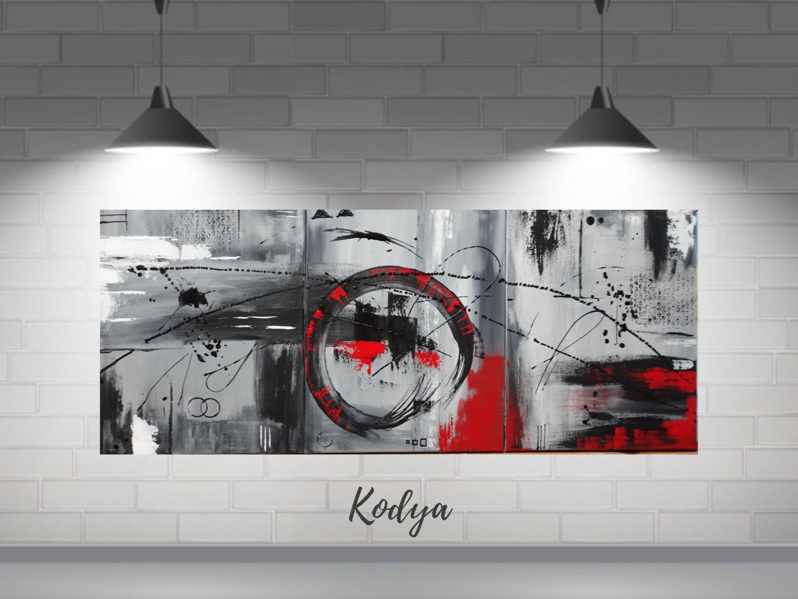 Tableau Original Abstract Triptych Painting, Set of 3 Colorful Acrylic Canvases, French Wall Art – Kodya par Tibert