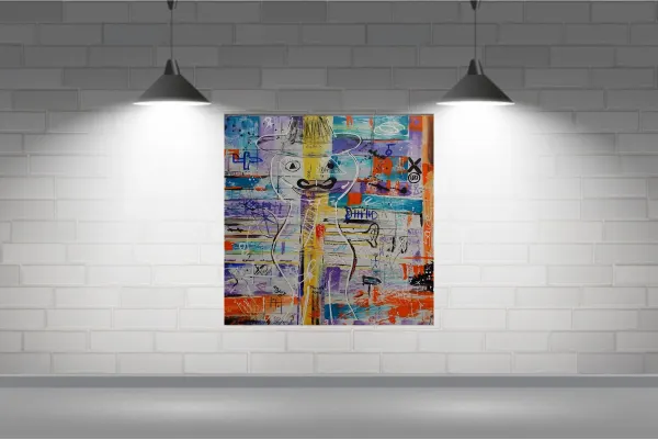 Tableau Original Underground Abstract Painting, Handmade Canvas on Stretcher, Contemporary Wall Art – Darium par Tibert