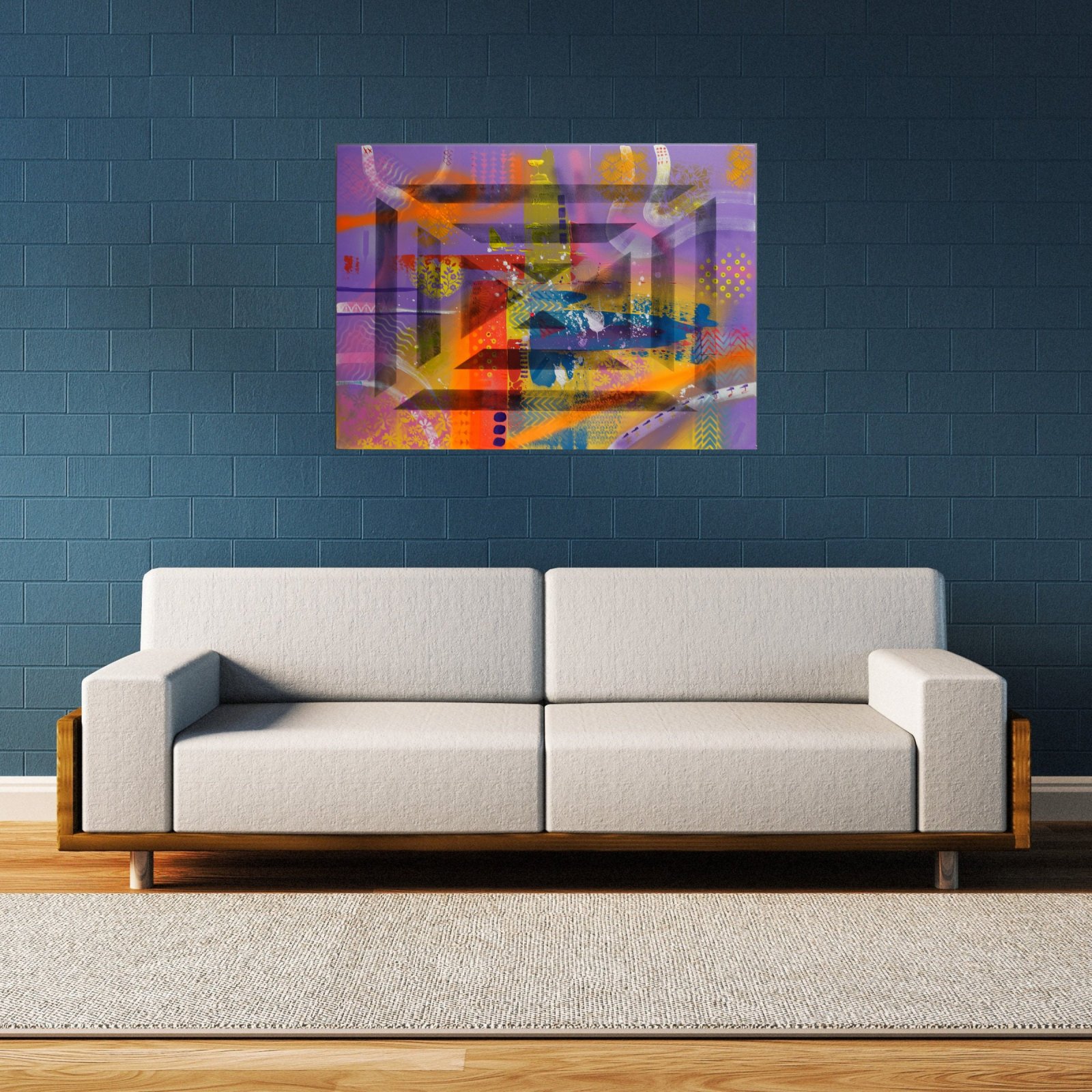 Détail du tableau Large Original Acrylic Painting, XL Handmade Canvas, Colorful Contemporary Wall Art – Autom