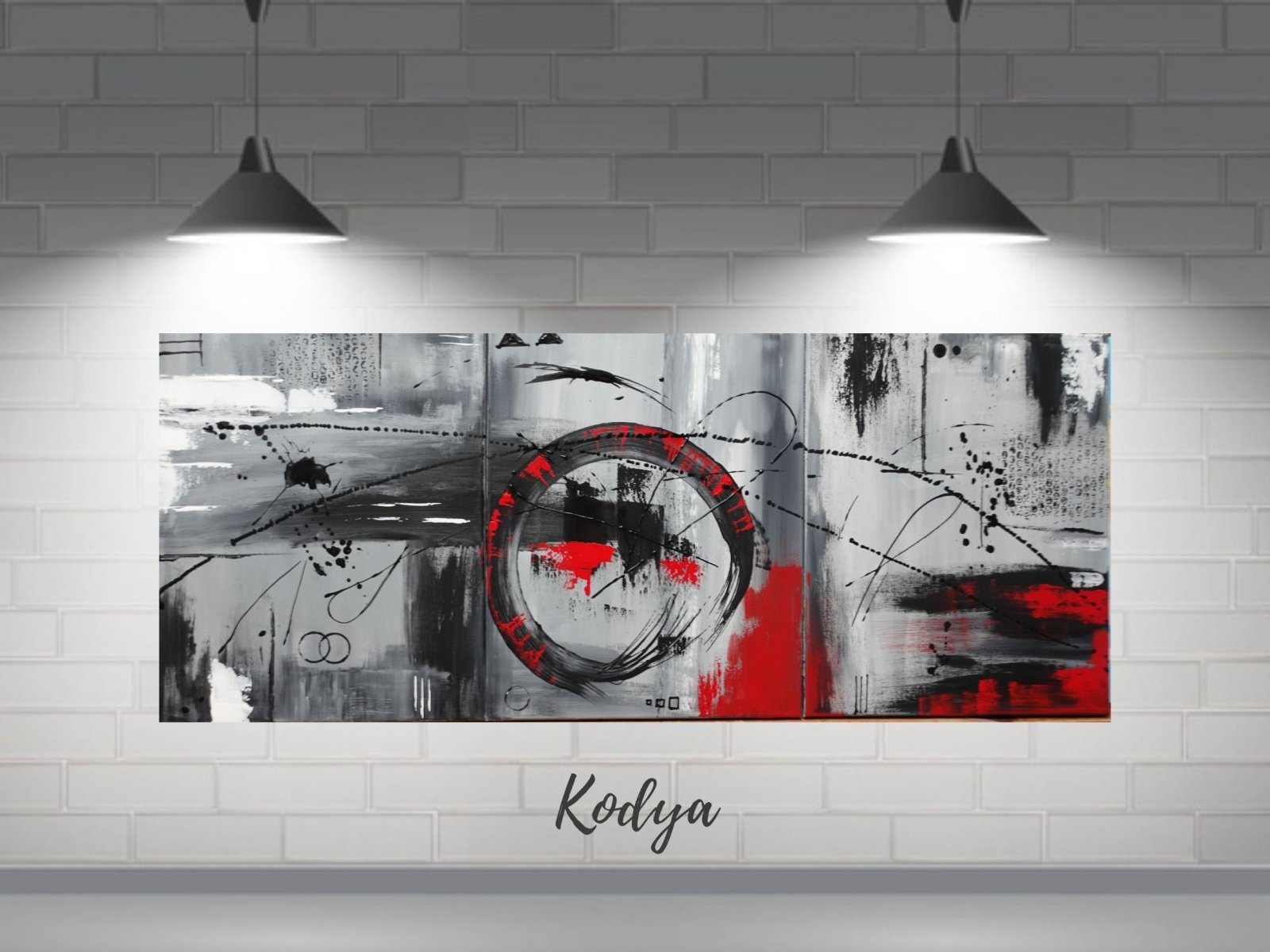 Tableau Original Abstract Triptych Painting, Set of 3 Colorful Acrylic Canvases, French Wall Art – Kodya par Tibert
